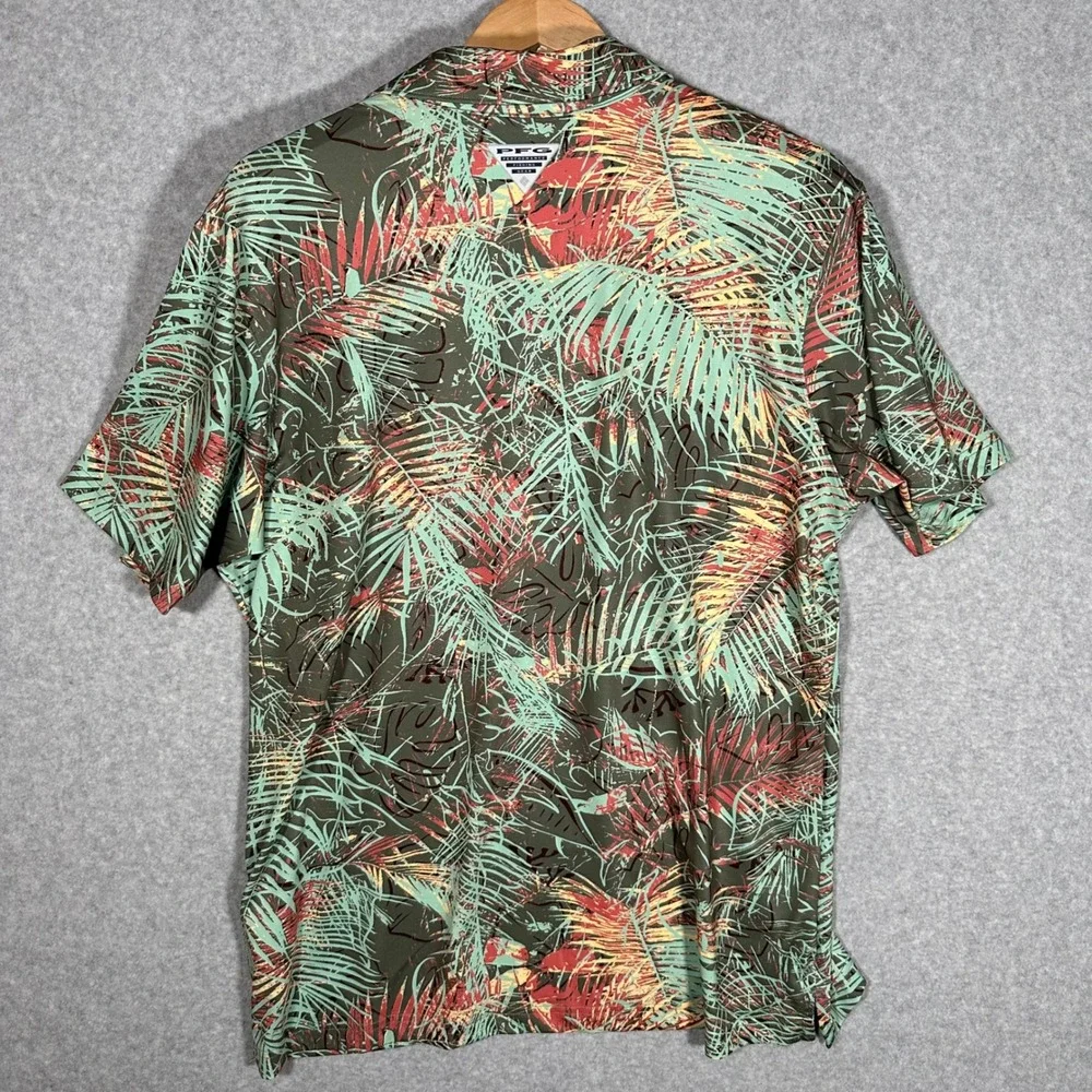 Columbia PFG Mens Super Slack Tide II Stretch Polo Tropical Palm Green L FM2209
